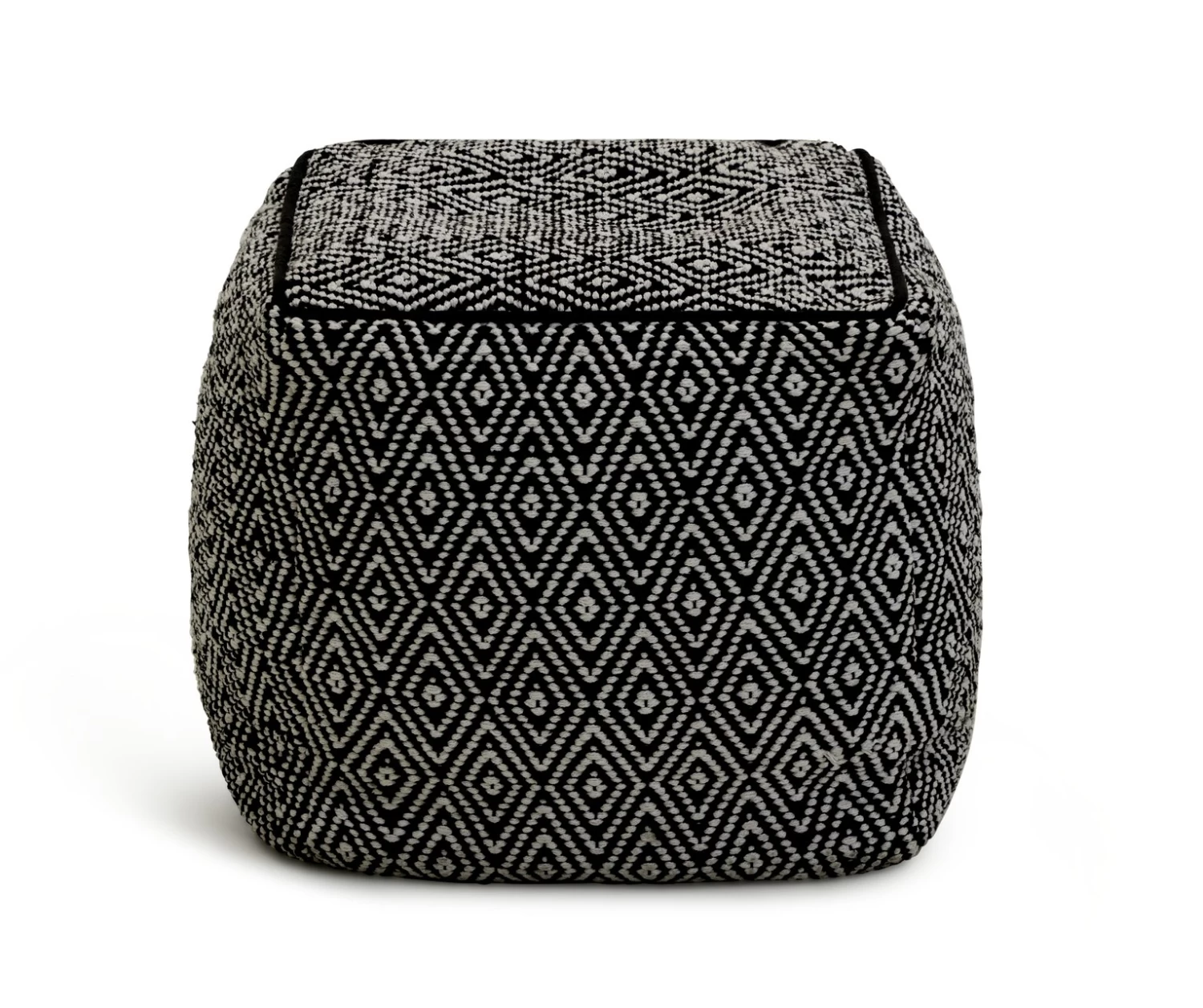 Kaikoo Durrie Cotton Footstool - Black & White 1 Kaikoo Durrie Cotton Footstool - Black & White
